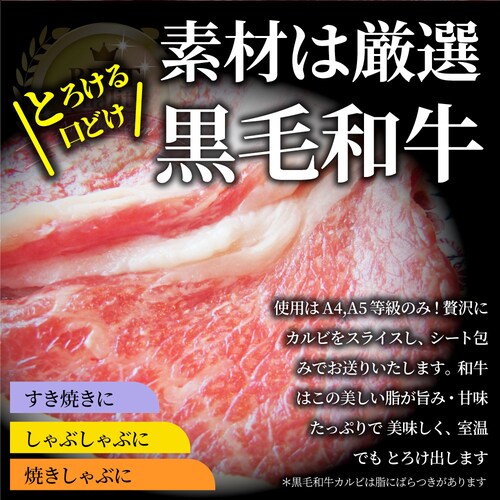 【しゃぶまる】肉 食品 お祝い 黒毛和牛 しゃぶしゃぶ すき焼き カルビスライス 300g 凍眠 テクニカン とろける ギフト プレゼント ( A4 〜 A5等級 ) 牛肉 赤身 贅沢 黒毛 和牛 国_4