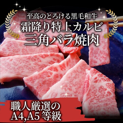 【しゃぶまる】肉 食品 お祝い A4,A5等級 特選 黒毛和牛 三角バラ カルビ焼肉 1kg(250g×4) 焼肉のタレ付 凍眠 テクニカン ギフト プレゼント 牛肉 和牛 牛 牛 焼肉 カルビ BB_1