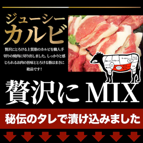 【しゃぶまる】肉 焼肉 牛肉 国産牛入り ランプ&カルビミックス焼肉1kg(500g×2P)赤身 贅沢 おトク お徳用 肉 グルメ アウトドア お家焼肉 レジャー バーベキュー 食材 セット バーベキ_5