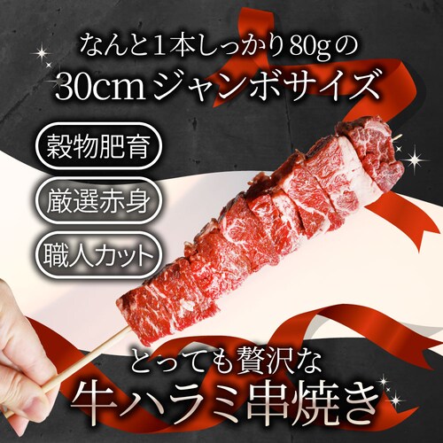 【しゃぶまる】牛ハラミ串 10本セット (合計800g) 牛串 肉 牛 ハラミ 学園祭 屋台 業務用 串焼き 食べ物 食材 食品 パーティー BBQ バーベキュー キャンプ キャンプ飯 冷凍 惣菜 冷_1
