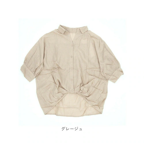 チャコール mitis シャツ ミティス 通販 スキッパーシャツ スキッパーブラウス ブラウス 夏 春夏 春秋 5分袖 五分袖 ドルマンスリーブ 7分袖 七分袖 レディース シンプル ゆったり インド_10