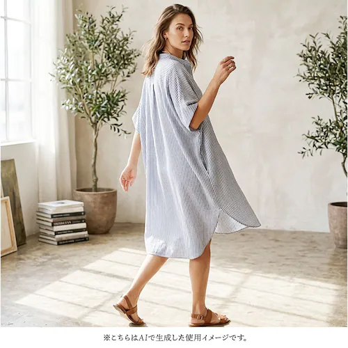 オフホワイト mitis ワンピース ミティス 通販 オーバーサイズブラウスワンピース シャツワンピース 夏 春夏 春秋 フレンチスリーブ ドルマンスリーブ 前開き 前ボタン レディース シンプル 膝_8
