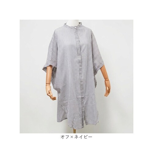 オフホワイト mitis ワンピース ミティス 通販 オーバーサイズブラウスワンピース シャツワンピース 夏 春夏 春秋 フレンチスリーブ ドルマンスリーブ 前開き 前ボタン レディース シンプル 膝_15