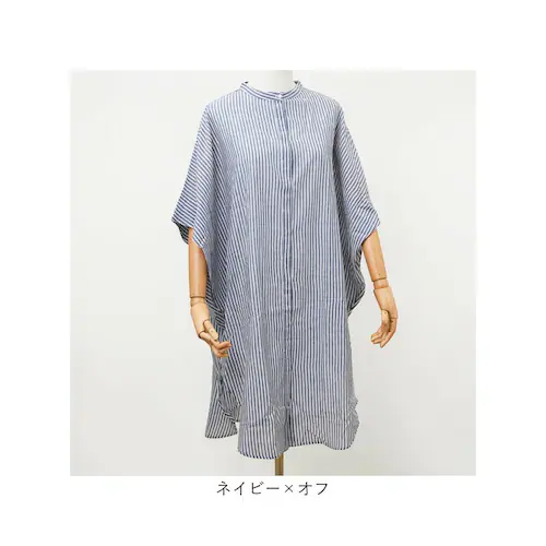 オフホワイト mitis ワンピース ミティス 通販 オーバーサイズブラウスワンピース シャツワンピース 夏 春夏 春秋 フレンチスリーブ ドルマンスリーブ 前開き 前ボタン レディース シンプル 膝_16