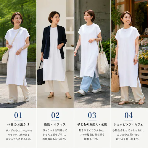 ブルー mitis ワンピース ミティス 通販 プチハイネックワンピース Tシャツワンピース レディース 半袖 夏 春夏 春秋 フレンチスリーブ モックネック シンプル カジュアル インド綿 おしゃれ_9
