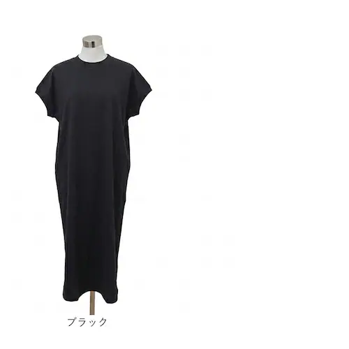 ブルー mitis ワンピース ミティス 通販 プチハイネックワンピース Tシャツワンピース レディース 半袖 夏 春夏 春秋 フレンチスリーブ モックネック シンプル カジュアル インド綿 おしゃれ_15