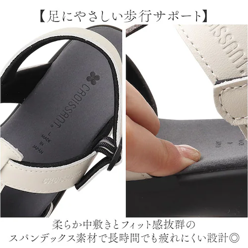 ホワイト M(23cm) サンダル レディース 日本製 通販 バックバンド ローヒール 靴 シューズ レザー 革 コンフォートサンダル 歩きやすい バックベルト クロワッサン カジュアル cr4530_4