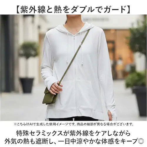 ネイビー Mサイズ page one ページワン ジップアップパーカー 通販 羽織り 羽織 羽織もの 上着 うわぎ 接触冷感 ひんやり 涼しい ICE Summer アイスサマー 吸汗 速乾 シンプル_3