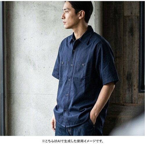 NAVY サイズ17.5 HOUSTON ヒューストン 半袖シャツ メンズ 通販 オックスフォードシャツ メンズシャツ アメカジシャツ 無地シャツ カジュアルシャツ ワークシャツ シャツ 無地 半袖 _8