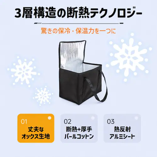 レジカゴ ブラック 保冷バッグ 大容量 35L 折りたたみ 保冷 保温 超軽量 エコバッグ 買い物バッグ トート 自立 ファスナー 蓋付き ショッピング マイカゴ 中身が見えない_4