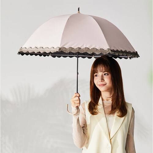 モカ×ブラウン kizawa キザワ 長傘 フリル 通販 日傘 雨傘 晴れ雨兼用傘 晴雨兼用傘 傘 カサ かさ レディース傘 晴れ雨兼用 晴雨兼用 日よけ ひよけ 日除け ショート ドーム型 レディー_11