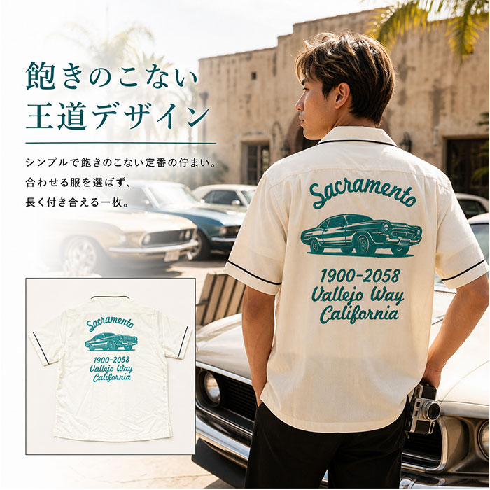 BLACK Lサイズ ヒューストン ボウリングシャツ 通販 HOUSTON