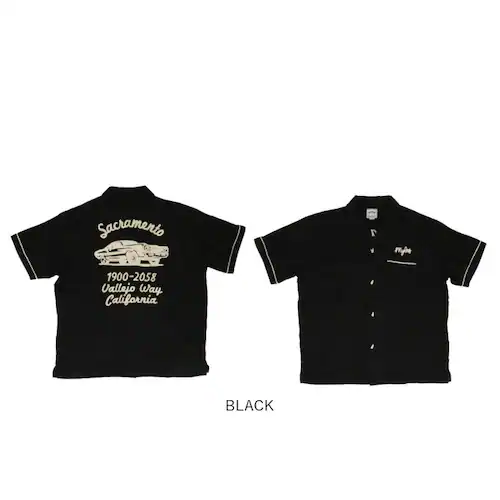 BLACK Mサイズ ヒューストン ボウリングシャツ 通販 HOUSTON ボウリング シャツ 半袖シャツ 半袖 ボーリングシャツ アメカジ 襟シャツ 刺繍 開襟 衿付き 襟付き メンズシャツ 作業服_14