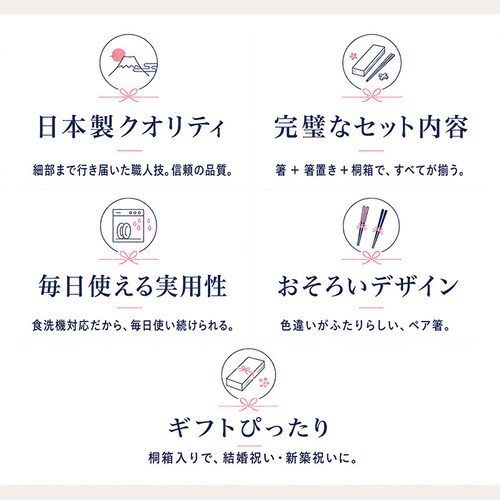 うらら 夫婦箸 桐箱入り 通販 日本製 食洗機対応 ペア箸 夫婦ばし めおと箸 めおとばし 箸置きセット 結婚 お祝い 結婚祝い 引っ越し祝い 新築祝い ギフト おしゃれ オシャレ お洒落 カトラリー_2