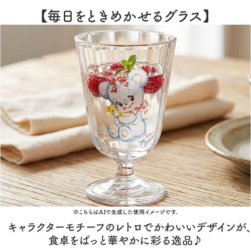 脚付き/メリーラフ 脚付きグラス 日本製 通販 グラス 脚付き ガラス製 コップ ガラスコップ カップ 透明 かわいい キャラクター レトロ おしゃれ 可愛い パフェグラス パフェカップ 190ml _1