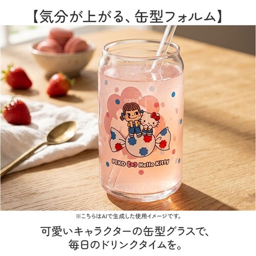 PEKO×ハローキティ グラス 缶型 通販 缶型グラス ガラス製コップ ガラスコップ ビールグラス 軽量 軽い 透明 かわいい 可愛い おもしろ おしゃれ 360ml 父の日 ギフト 母の日 誕生日 _1