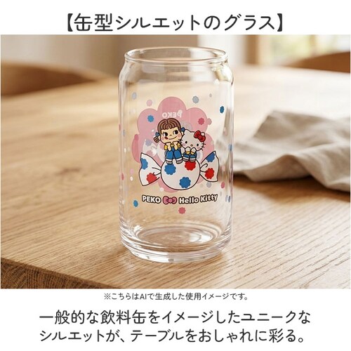 PEKO×ハローキティ グラス 缶型 通販 缶型グラス ガラス製コップ ガラスコップ ビールグラス 軽量 軽い 透明 かわいい 可愛い おもしろ おしゃれ 360ml 父の日 ギフト 母の日 誕生日 _2