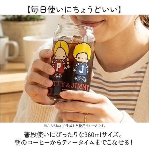 PEKO×ハローキティ グラス 缶型 通販 缶型グラス ガラス製コップ ガラスコップ ビールグラス 軽量 軽い 透明 かわいい 可愛い おもしろ おしゃれ 360ml 父の日 ギフト 母の日 誕生日 _5