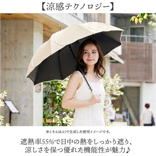 ベージュ Nakatani 日傘 通販 晴雨兼用傘 長傘 花びら傘 912-033 フレラ UV 傘 レディース かさ カサ アンブレラ Parasol 50cm UVカット 中谷 ナカタニ 無地 レ_4