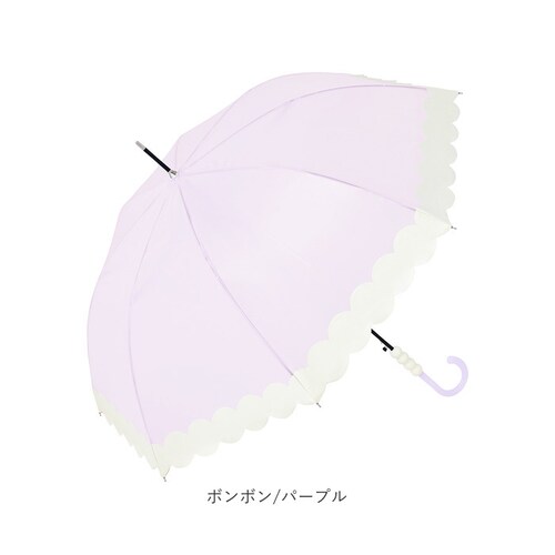 ボンボン/ホワイト ビコーズ because 長傘 通販 ビニール傘 ジャンプ傘 長かさ 雨傘 かさ 傘 58cm 58センチ ワンタッチ グラスファイバー レディース 女性 おしゃれ かわいい デザ_10