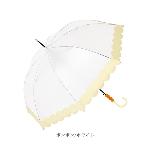 ボンボン/ホワイト ビコーズ because 長傘 通販 ビニール傘 ジャンプ傘 長かさ 雨傘 かさ 傘 58cm 58センチ ワンタッチ グラスファイバー レディース 女性 おしゃれ かわいい デザ_11