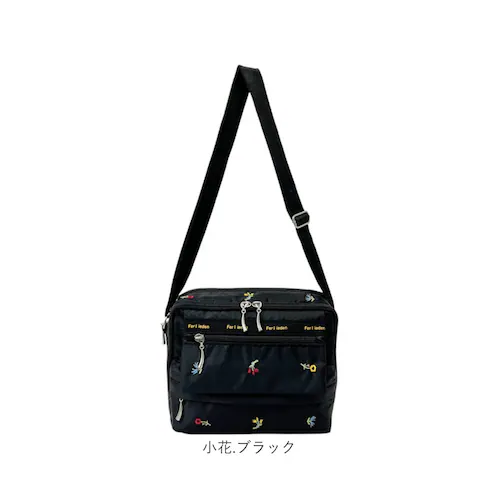 小花.ブラック ショルダーバッグ レディース 軽量 通販 Ferlieden フェアリーデン 刺繍バッグ 斜め掛け 斜めがけ 軽い 小さめ 小さい 肩掛け 大人かわいい バッグ カバン 女性 シンプル_7