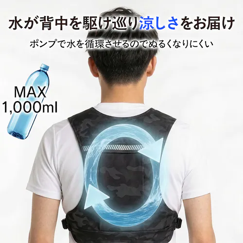 水循環式 冷感ベスト ベストクール 保冷パック バッテリーつきフルセット_1