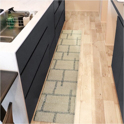 グリーン インテリアマット 45x180 洗える 通販 キッチンマット キッチン マット 180 45 台所マット 180cm 台所マットロング 足元マット カーペット リビングマット ラグ オカトー_8