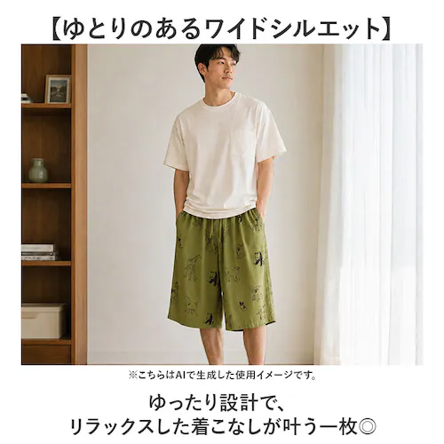 クリームスワン ステテコ おしゃれ 通販 レディース メンズ ルームウェア パンツ 部屋着 すててこ 7分丈 パジャマ ハーフパンツ 肌着 接触冷感 クール 夏 ボトムス ユニセックス 短め 可愛い _3