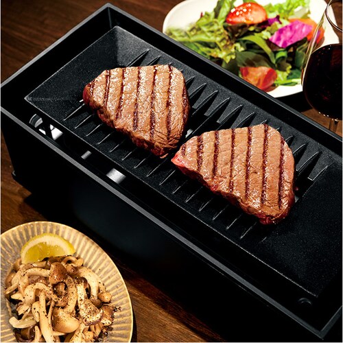 ブラック 卓上 炉端焼き器 通販 焼肉プレート 電気 卓上調理器 焼肉ロースター ホットプレート グリルプレート 一人用 二人用 小型 コンロ ダイニング炉端 焼き鳥 焼き肉 海鮮焼き DINING _6