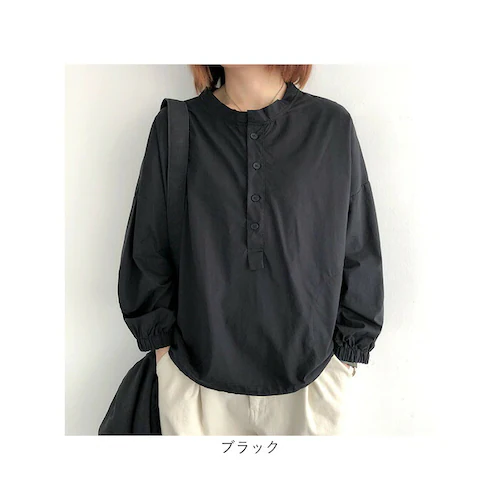 ブラック L コットン シャツ 長袖 通販 ブラウス コットンシャツ レディース おしゃれ カジュアル ナチュラル 大きいサイズ ゆったり 前開き シンプル 無地 襟 かわいい 通勤 オフィス 女性 _11