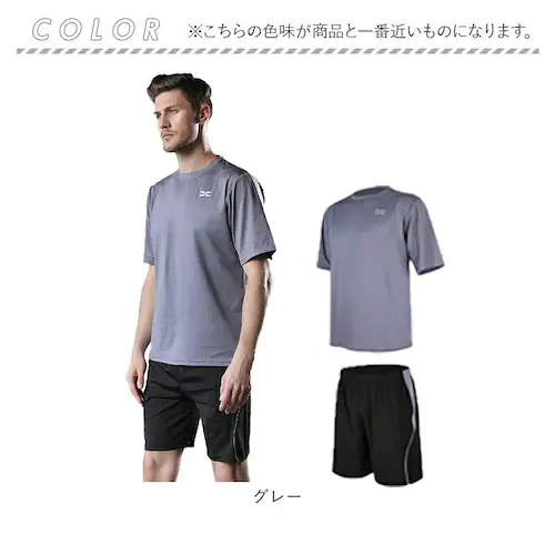 グレー XL トレーニングウェア メンズ 上下 通販 スポーツウェア フィットネスウェア ショートパンツ 半そで ランニングウェア 上下セット トップス ラウンドネック おしゃれ フィットネス 筋トレ_8