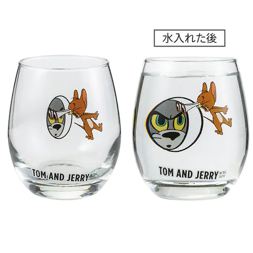 トムとジェリー/サメ 丸い グラス キャラクター 通販 日本製 まんまるグラス 3Dグラス 透明 クリア ガラス製 コップ タンブラー かわいい レトロ おしゃれ 可愛い ゆらゆらグラス 290ml _2