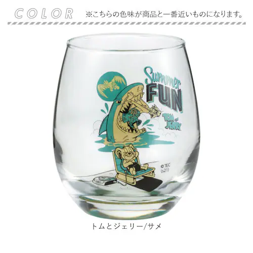 トムとジェリー/サメ 丸い グラス キャラクター 通販 日本製 まんまるグラス 3Dグラス 透明 クリア ガラス製 コップ タンブラー かわいい レトロ おしゃれ 可愛い ゆらゆらグラス 290ml _11