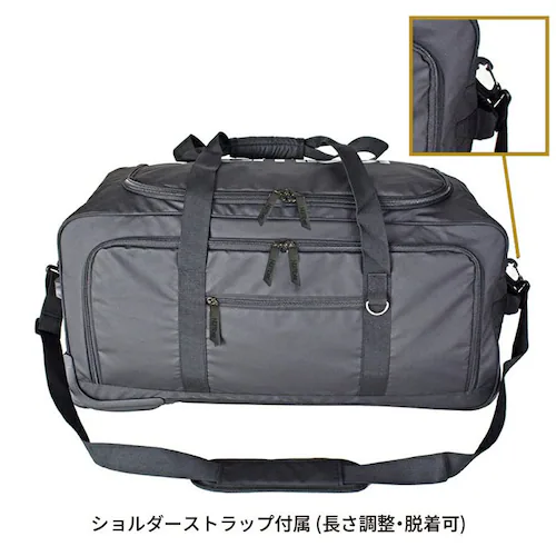 ブラック/ブラック ボストンバッグ キャリー付き 通販 キャリーバッグ ボストンキャリー ソフトキャリーケース キャリーになる 2泊 3泊 4泊 5泊 6泊 大容量 撥水 2輪 大きめ 修学旅行 男の_5