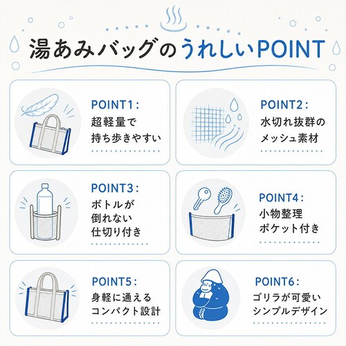ホワイト ごリラックス バッグ 通販 湯あみバッグ サウナバッグ スパバッグ コンパクト 小さめ 温泉 銭湯 gorelax ゴリラ サウナ サ活 レディース メンズ ボトルホルダー付き ギフト 贈り_3
