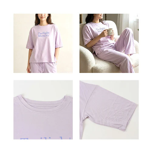 02.アイボリー 半袖シャツ パンツ ロゴ 上下セット 通販 tシャツ Tシャツ ズボン ロゴtシャツ ロゴTシャツ ルームウェア 部屋着 接触冷感 ひんやり 涼しい After nine アフターナ_8