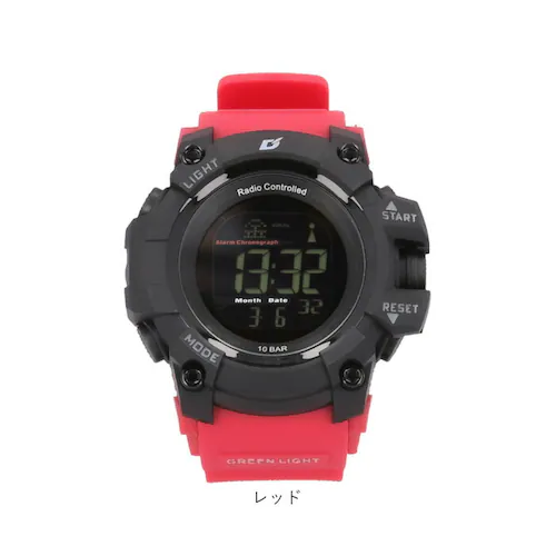 レッド 腕時計 電波時計 通販 時計 ウォッチ 電波ソーラー時計 軽量 軽い リチウム電池 ソーラー 自動電波受信 多機能時計 電波 ストップウォッチ 10気圧防水 時報機能 アラーム機能 ELバック_17