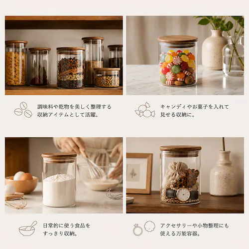 クリア Sサイズ 電子レンジ対応 ガラス 保存容器 通販 キャニスター ガラスキャニスター ガラス保存容器 ガラス容器 保存瓶 耐熱ガラス容器 おしゃれ キャンディポット 小物入れ ガラス製 食品保存_8