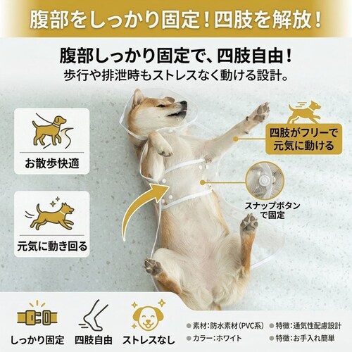 クリア Sサイズ 犬用レインコート 通販 犬用レインウエア レインコート 犬 雨具 カッパ ポンチョ フード付き 雨ガッパ 犬服 撥水 防水 透明 クリア 散歩 着せやすい 着脱簡単 ドッグウェア 犬_5