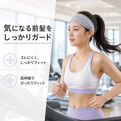 ヘアバンド ネイビー レディース 幅広 スポーツ 汗止め 吸汗 通気性 ストレッチ ヘアターバン ランニング ヨガ 洗顔 メイク 無地 5色_3