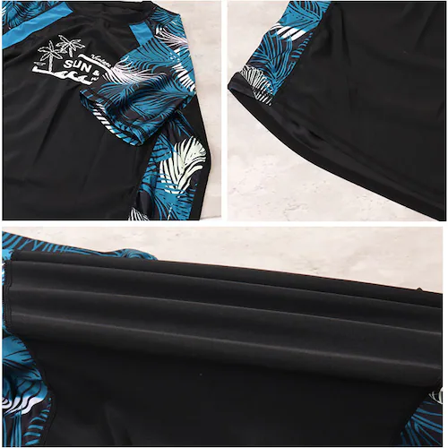 ブラック×グリーン Lサイズ ラッシュガード セットアップ メンズ 水着 半袖 通販 フィットネス水着 メンズ水着 海パン 海水パンツ スイムウェア 上下セット ウエストゴム 動きやすい 伸縮性 上下_6