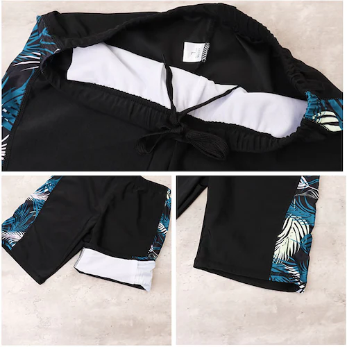 ブラック×グリーン Lサイズ ラッシュガード セットアップ メンズ 水着 半袖 通販 フィットネス水着 メンズ水着 海パン 海水パンツ スイムウェア 上下セット ウエストゴム 動きやすい 伸縮性 上下_7