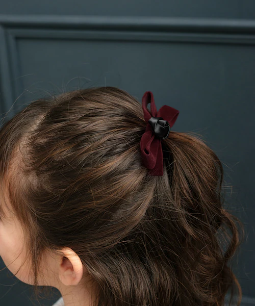 ブラック Rora ヘアクリップ キッズ 通販 ヘアークリップ 髪どめ 髪留め ヘアアクセサリー 髪飾り ローラ ローズ ベルベット リボン 子供 女の子 大人っぽい 卒園式 入学式 結婚式 発表会 _6