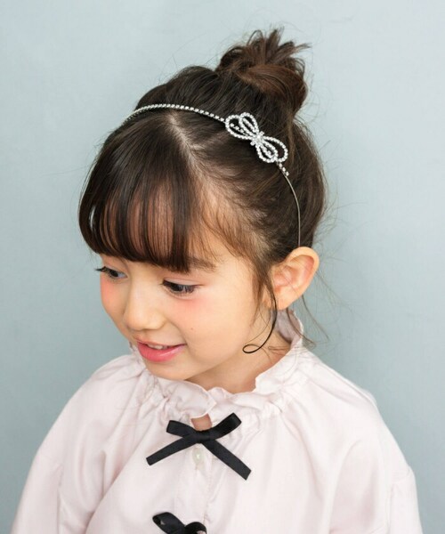シルバー Rora カチューシャ 通販 ヘアアクセサリー 髪飾り ヘッドドレス 子供 女の子 可愛い おしゃれ シルバー キラキラ リボン ラインストーン 発表会 入園式 卒園式 入学式 子ども用アク_2