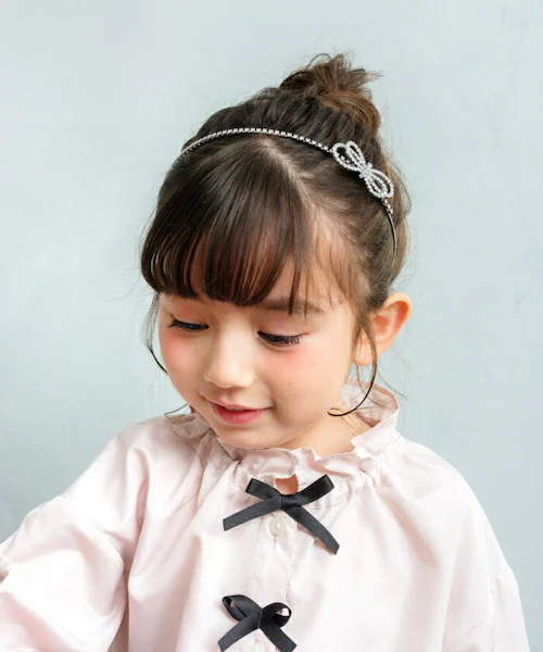 シルバー Rora カチューシャ 通販 ヘアアクセサリー 髪飾り ヘッドドレス 子供 女の子 可愛い おしゃれ シルバー キラキラ リボン ラインストーン 発表会 入園式 卒園式 入学式 子ども用アク_3