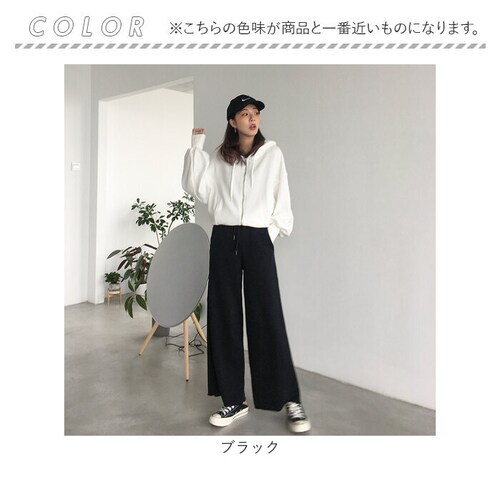 グレー L ワイドパンツ レディース 春秋 ロングパンツ 通販 スウェットワイドパンツ スウェットパンツ スウェット ワイド パンツ 長ズボン ズボン 綿 コットン ボトムス ウエストゴム ゆったり _12