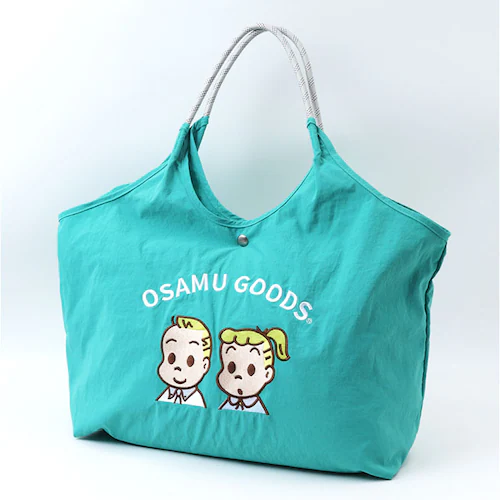 キャメルxネイビー OSAMU GOODS トートバッグ 通販 トートバック サブバッグ エコバッグ オサムグッズ 原田治 ロープハンドル バッグ ナイロン 刺繍バッグ かわいい 軽量 軽い 撥水 キ_7