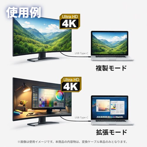 USB Type-C to DisplayPort 変換ケーブル 1.8m 4K/60Hz 変換アダプタ 単方向伝送 接続 USB-C ディスプレイポート オス-オス PC パソコン モニター タブレ_7