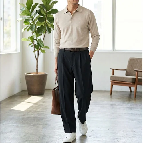 ワイドBLACK Mサイズ URBAN SQUARE パンツ 6530 通販 アーバンスクエア スラックス メンズ ズボン トラウザーパンツ ビジネスカジュアル オフィスカジュアル 春秋 通勤 軽い _9